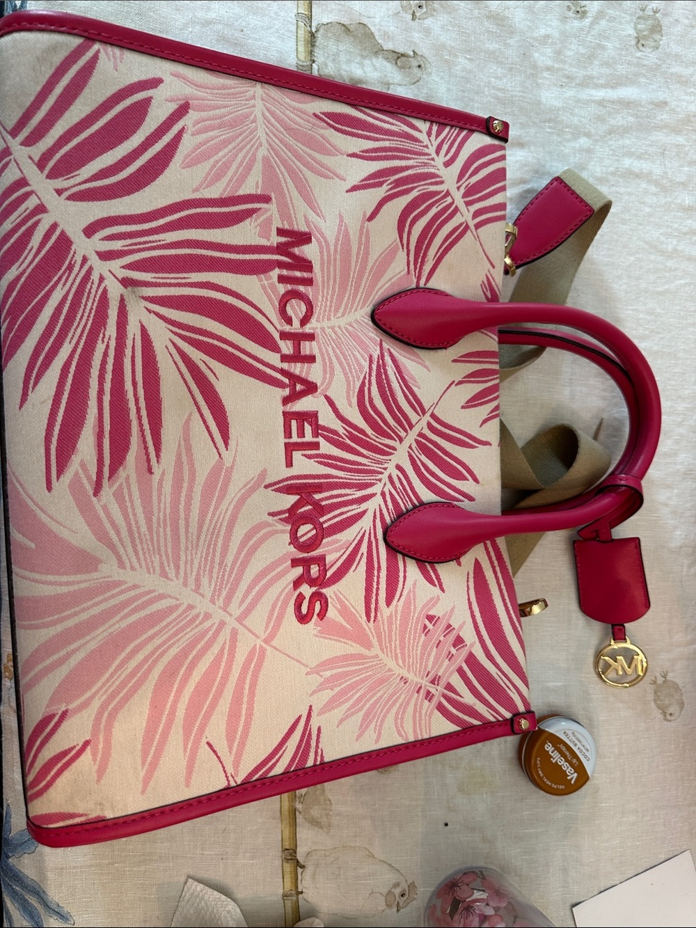 Michael Kors Pink Tropical Print Tote Bag